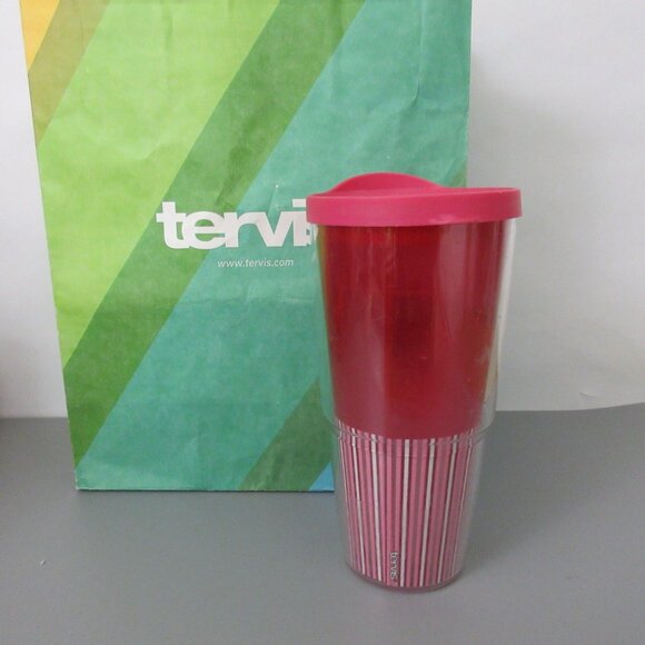 Tervis 24 oz. Tumbler Ron Jon SURF PINK Logo Ribbon Wrap with Pink Travel Lid - Picture 2 of 6